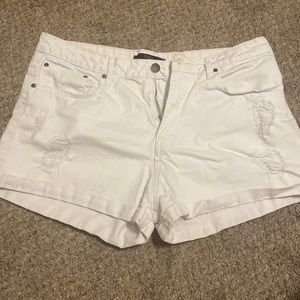White jean shorts